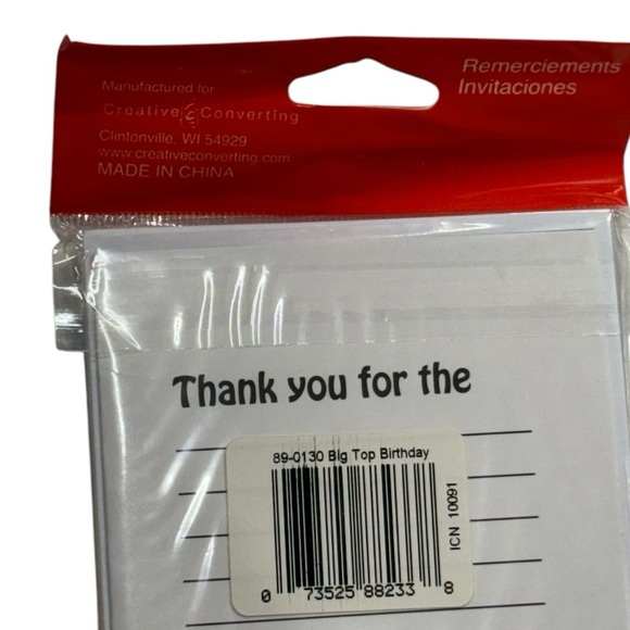 Creative Converting circus themed set of 8 invitations brand new in packaging! - Picture 2 of 6